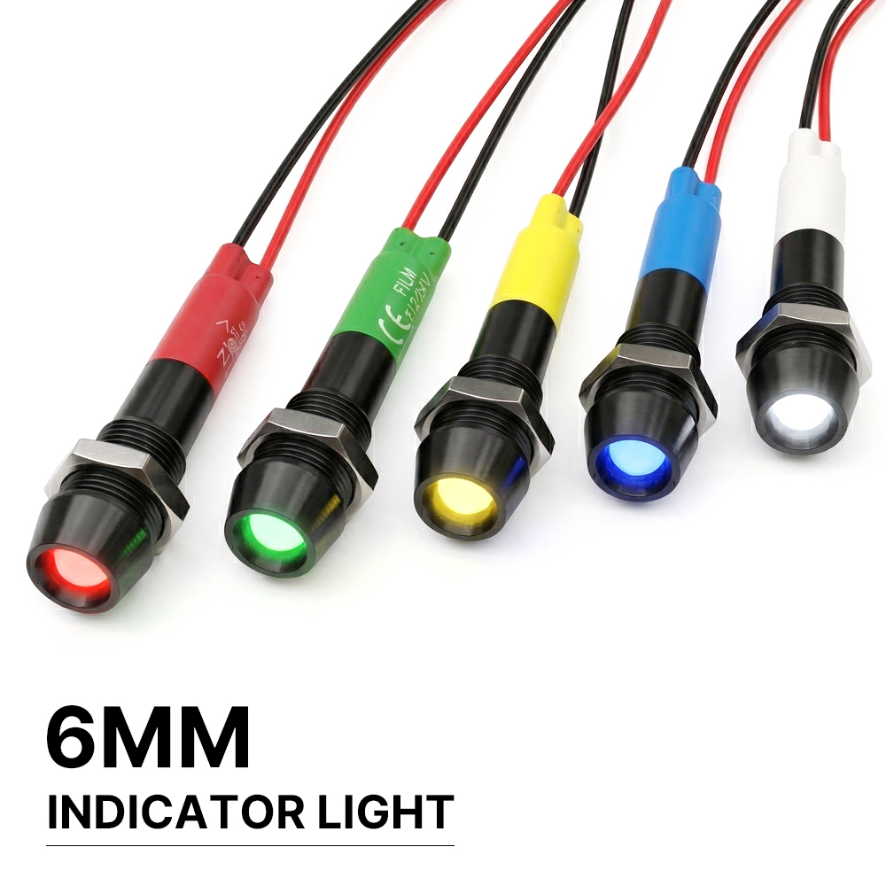 FILN 5-25 個 6 ミリメートルブラックメタル LED インジケータライト IP67 防水警告パイロットライト 12v-24v ダッシュボード信号ランプ車ボート用