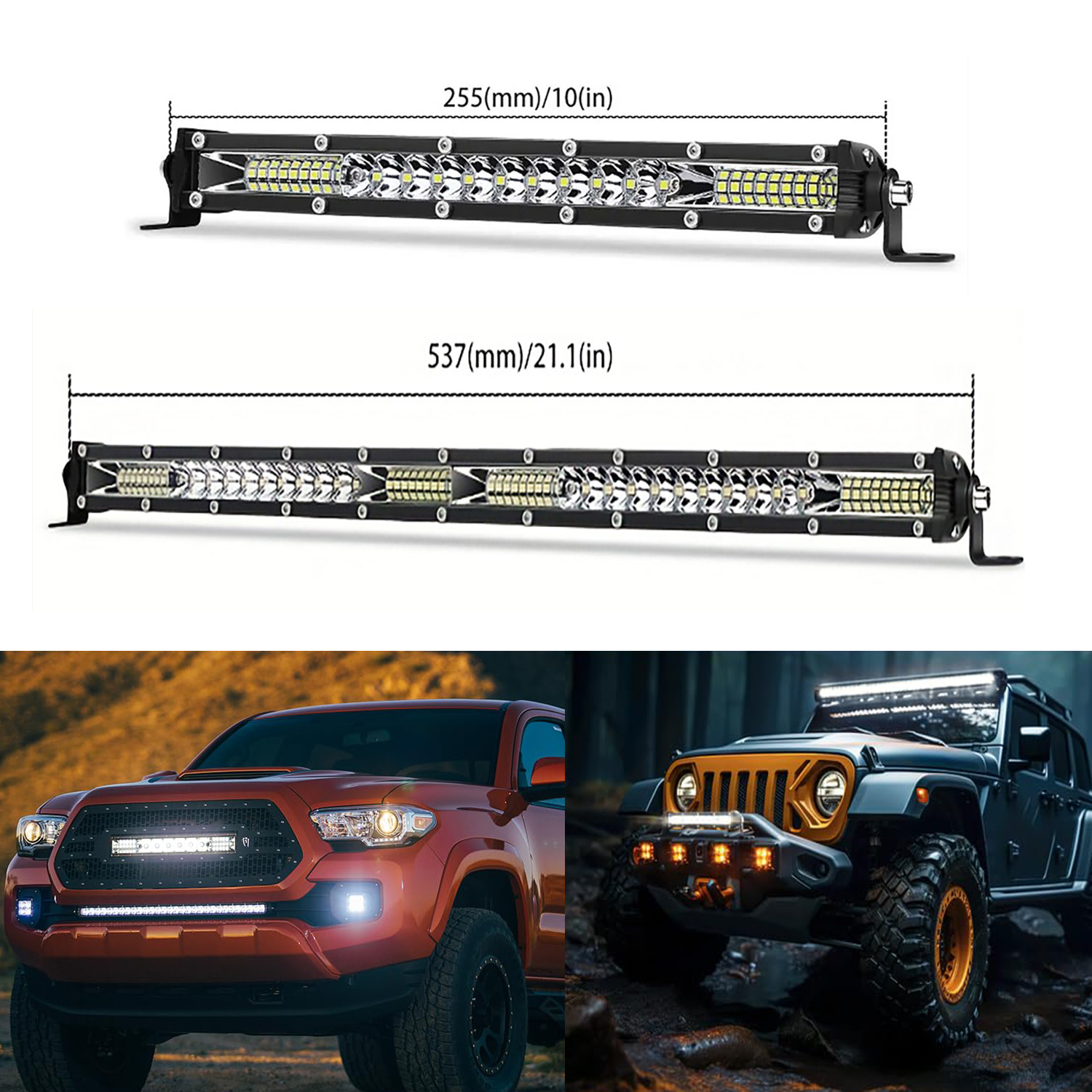 10 "20" スリムスポットフラッド LED バーオフロード 12V 24V LED ライトバー/ワークライト 6500K ホワイトイエローフォグランプ車のトラック 4X4 ATV SUV