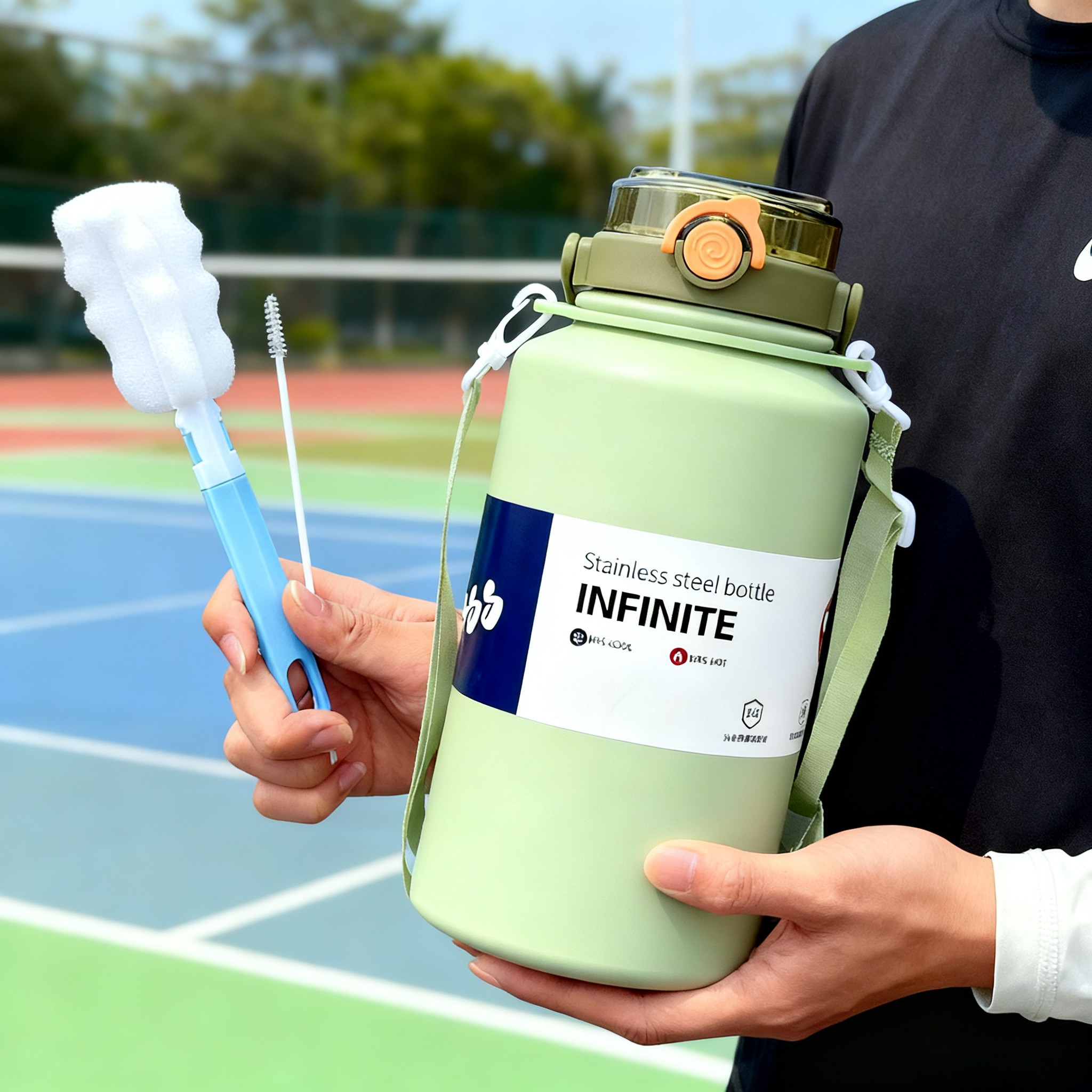 1 個 2000 ミリリットル氷と保温ストロートントンポット、ポータブルアウトドアスポーツウォーターボトル、シンプルでファッショナブルなカップ