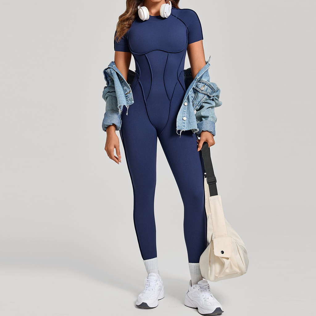 スポーツジャンプスーツスポーツウェア女性ジムセットパッドフィットネスオーバーオールヨガ服トラックスーツアクティブウェアレッドネイビーブルーベージュグレー