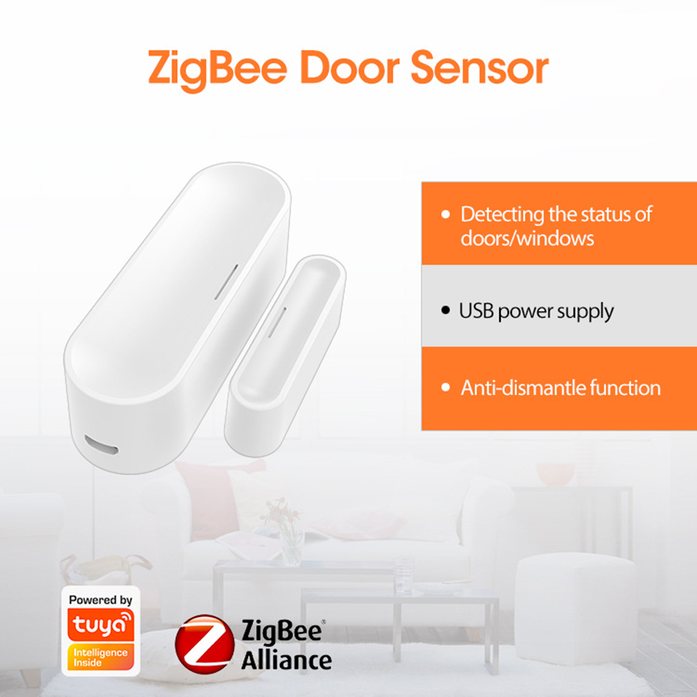 Tuya APP ドアセンサー USB 駆動 ZigBee 窓ドアゲートセンサー 2.4GHz ワイヤレス窓ドアゲートセンサー検出器 ホームオフィス用