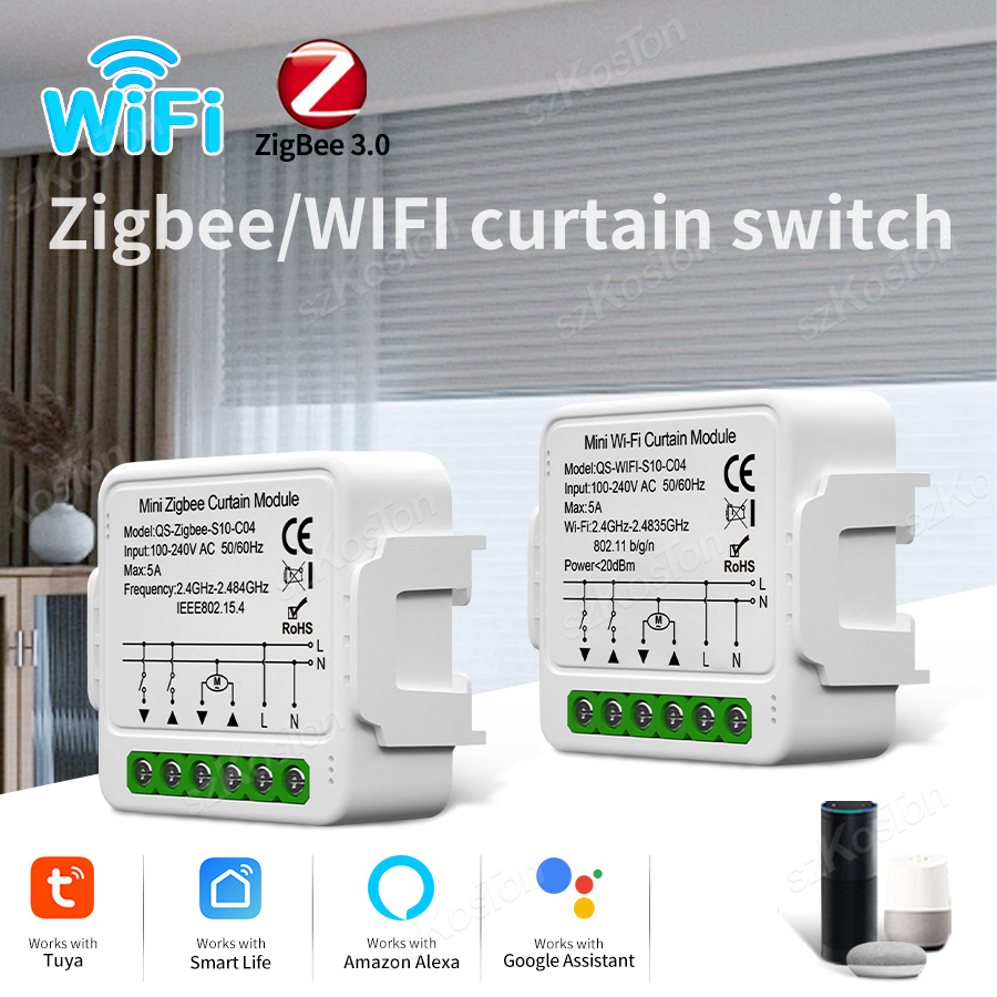 WiFi または Zigbee Tuya スマート カーテン スイッチ モジュール ローラー ブラインド シャッター モーター スマート ライフ アプリ 音声制御 Alexa Google と連携