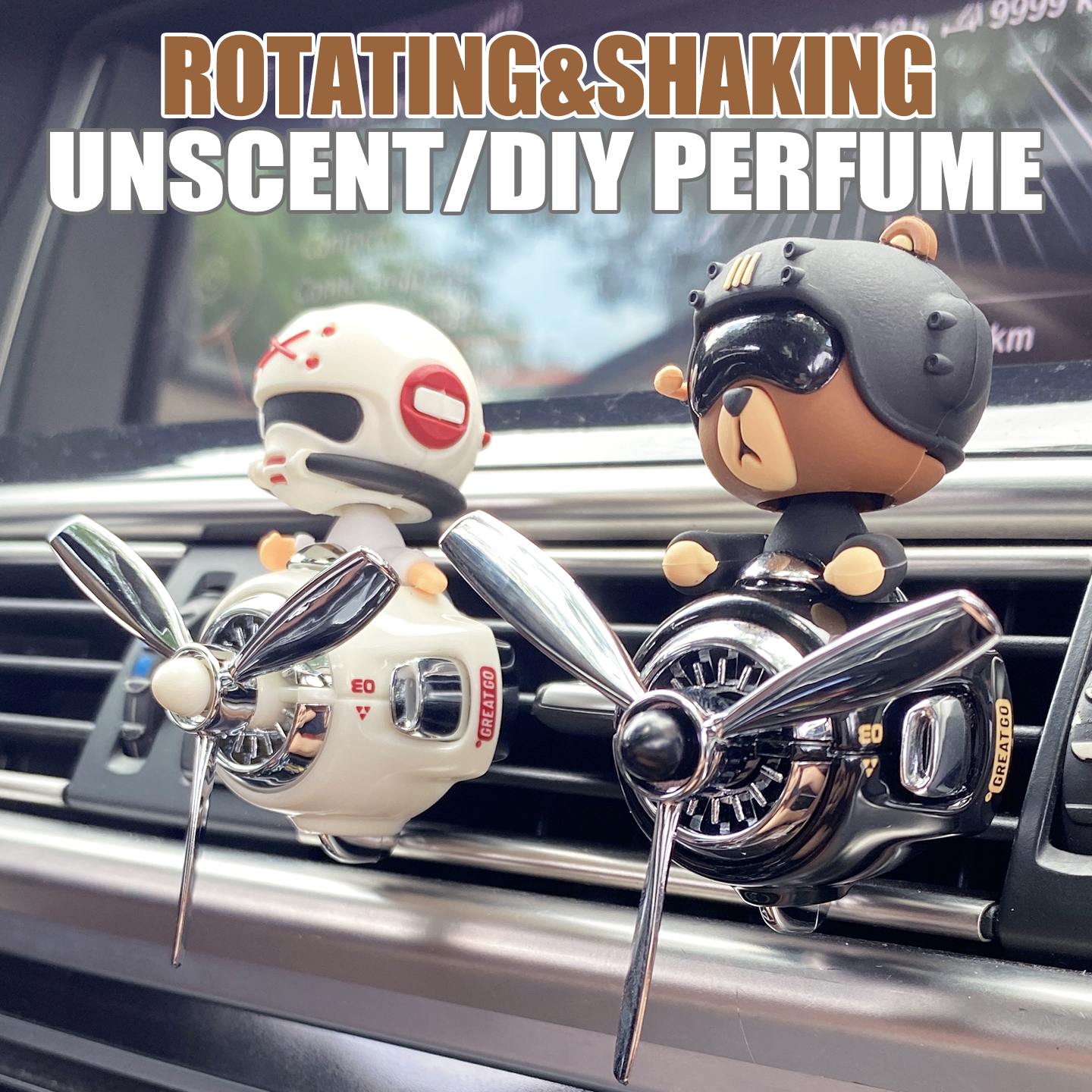 無香水 DIY フレグランスディフューザーパイロットヘッドシェイク犬車芳香剤ベントクリップ装飾装飾アクセサリー回転飛行機