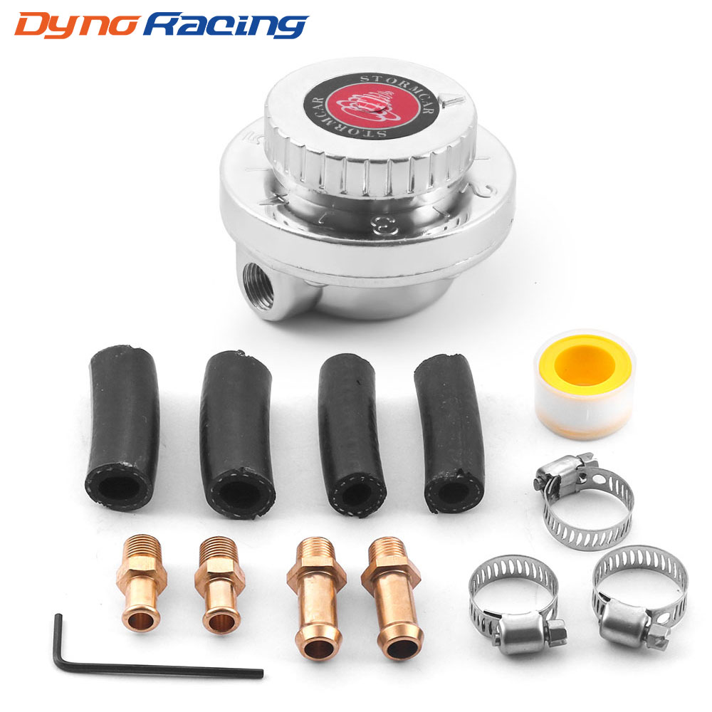 ユニバーサル 1.5 - 5 Psi 手動調整可能なキャブレター キャブ燃料ポンプ 5/16 インチ (8mm) 3/8 インチ (10mm) 燃料ライン圧力レギュレーター