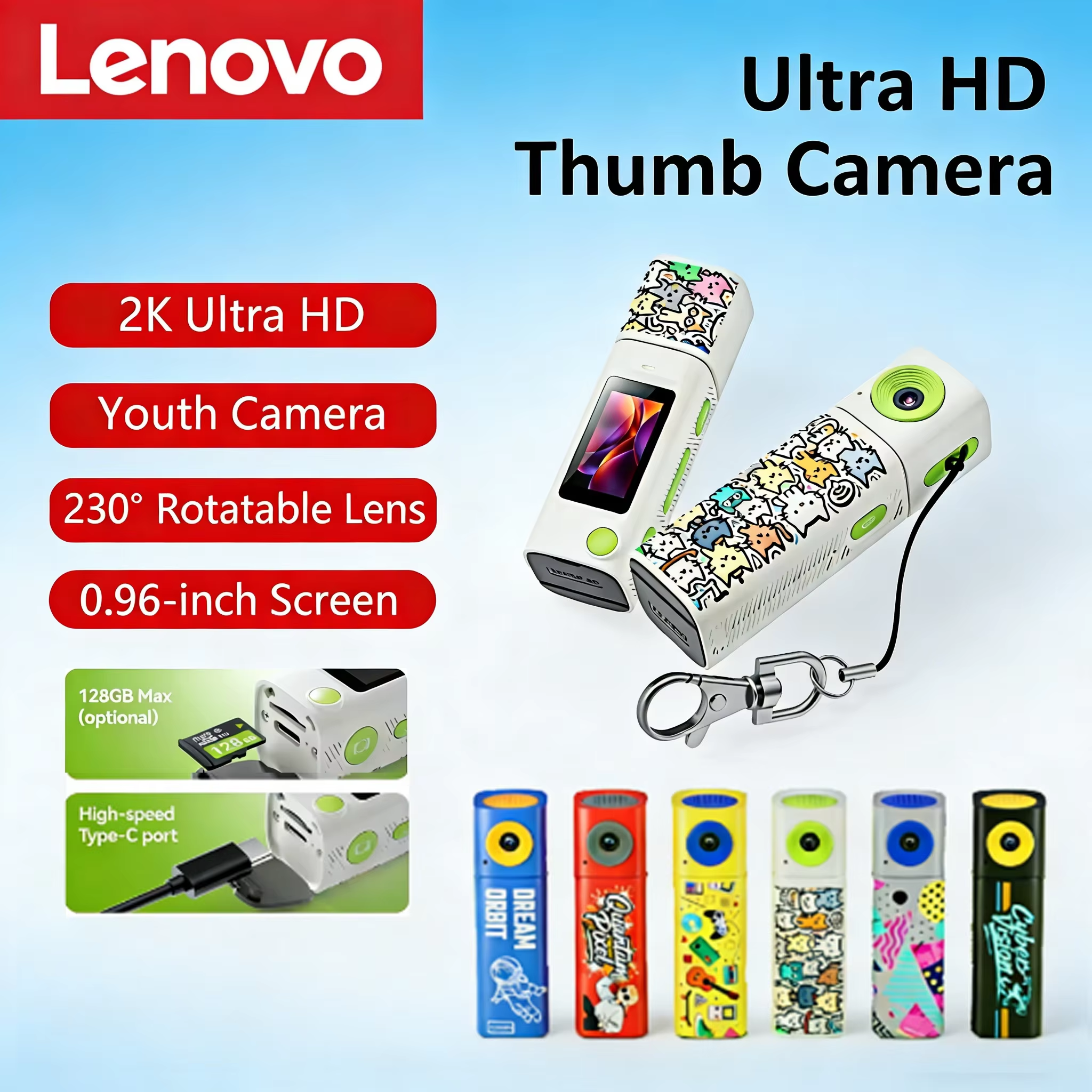 Lenovo G10 リップスティック CCD 2K ミニ親指カメラ学生アクションカメラ 61° HD 広角写真ビデオレコーダー DOPAMINE カラーウェイ