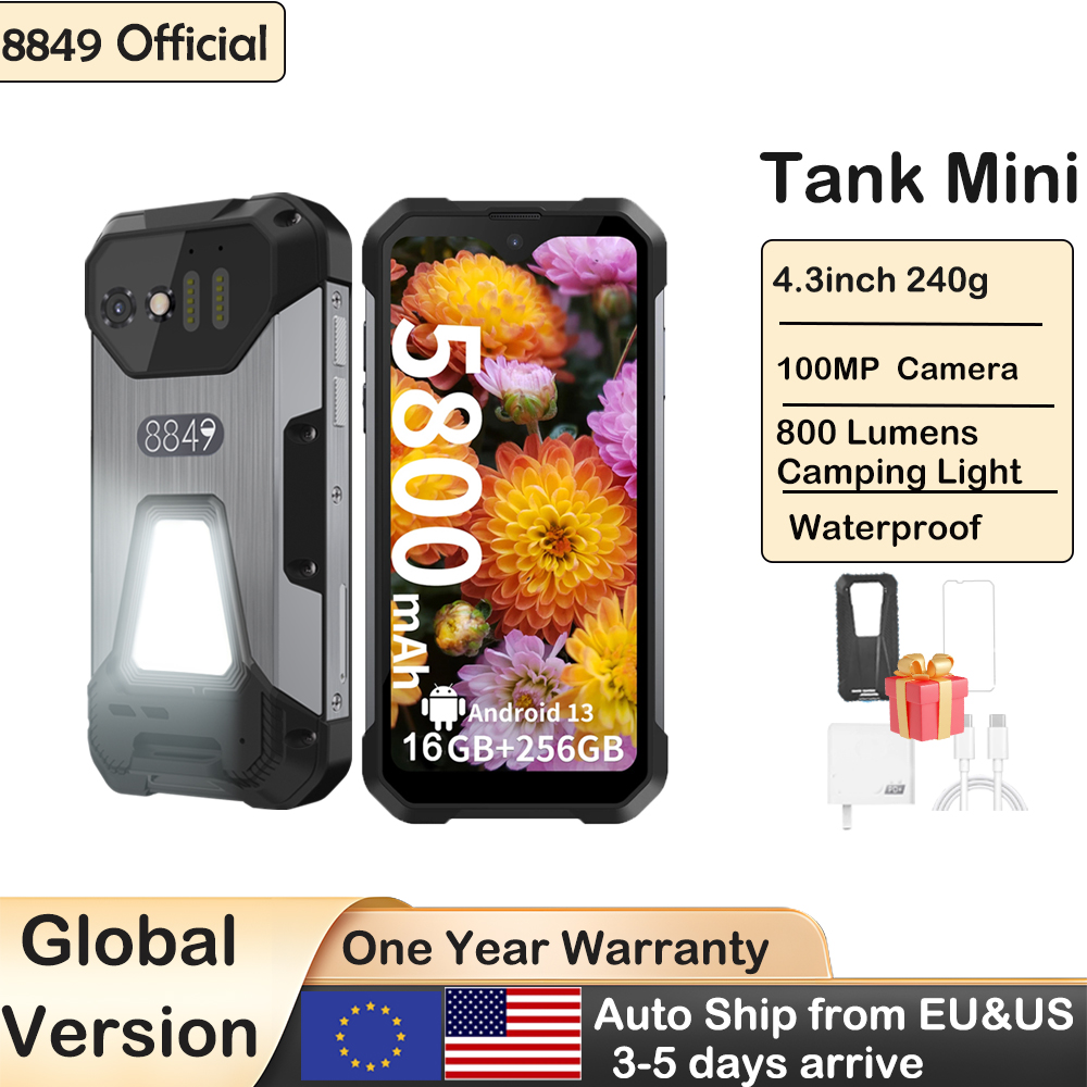 8849 タンクミニ Unihertz 頑丈なスマートフォン 4.3 "ディスプレイ Android 13 Helio G99 24GB 256GB 100MP カメラ 5800mAh NFC 防水