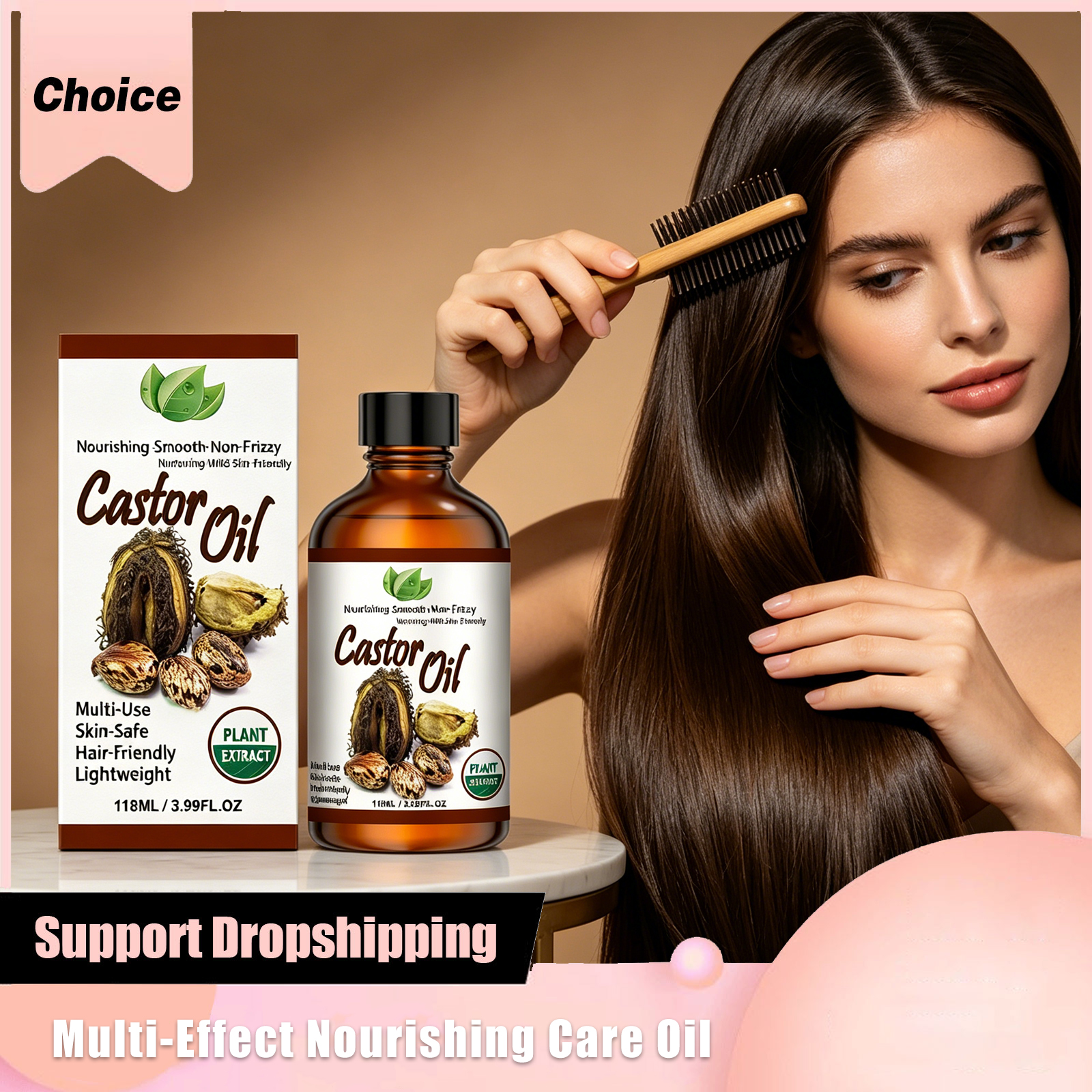 Organic Castor Oil Pure Natural Cold Pressed Castor Oil Deep Hydration Repair Skin Barrier Smooth Frizzy Nourish Hair Essence