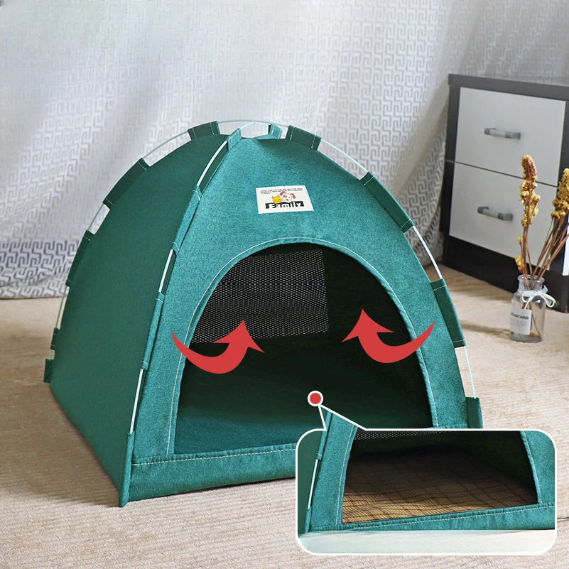 折りたたみ式ペットハウス ペットテント 四季ユニバーサル 猫と犬 ペットの巣 夏 クールマット 屋外 ポータブル 折りたたみ式 通気性