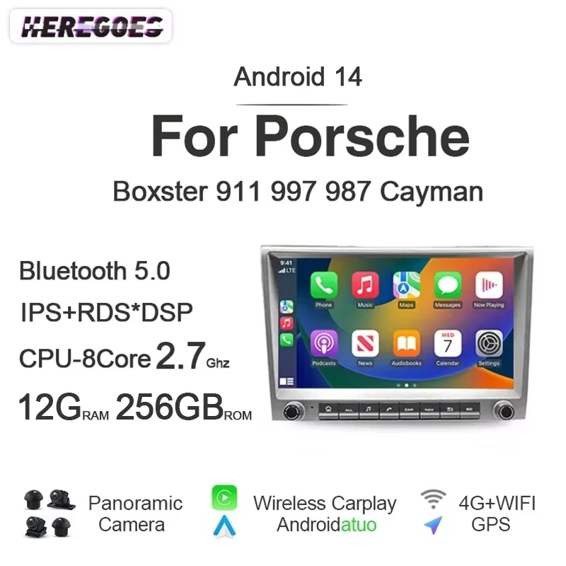 7862 720P 自動 Android 14 12 グラム 256 グラムカーラジオ GPS プレーヤー 4 ギガバイト Carplay ナビゲーション Autoradio ポルシェケイマン 911 987 ボクスター 997