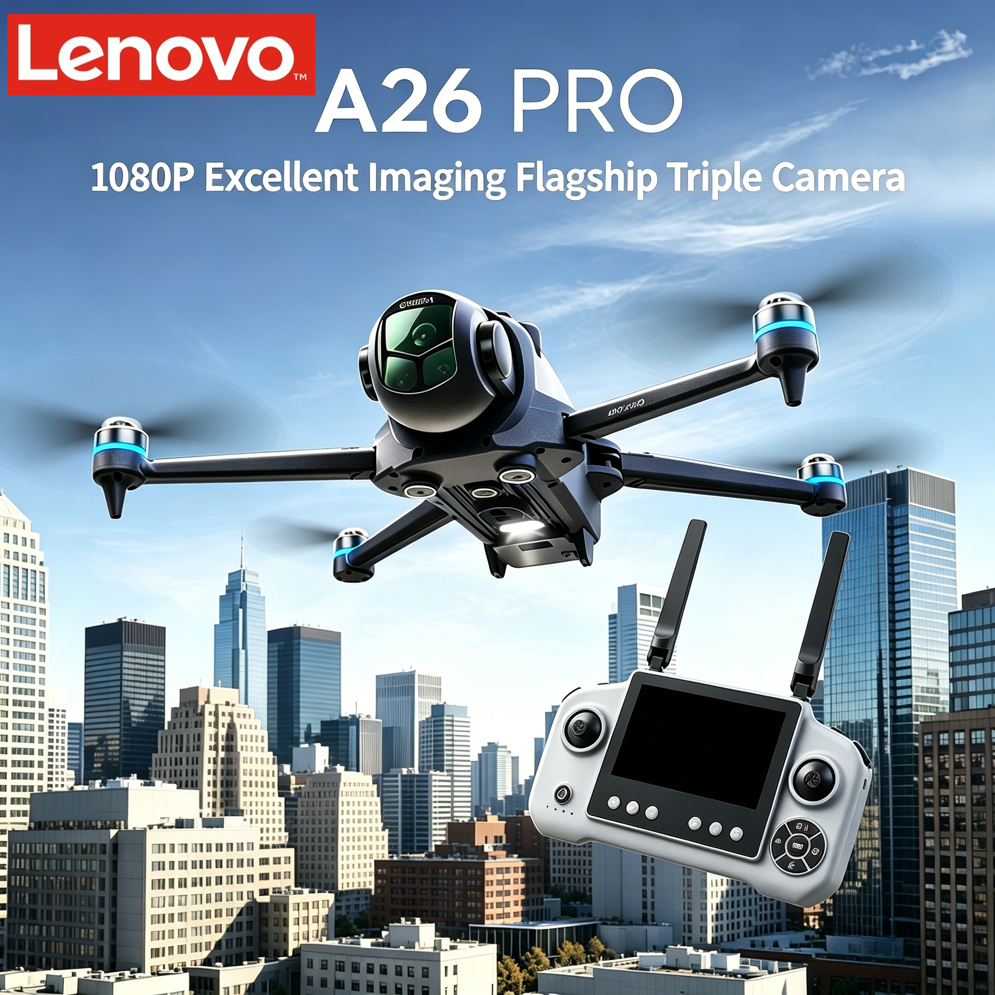 Lenovo A26 Pro GPS ドローン 4K HD 優れた画像処理フラッグシップ トリプルカメラ FPV ブラシレス障害物回避折りたたみ式クアッドコプター