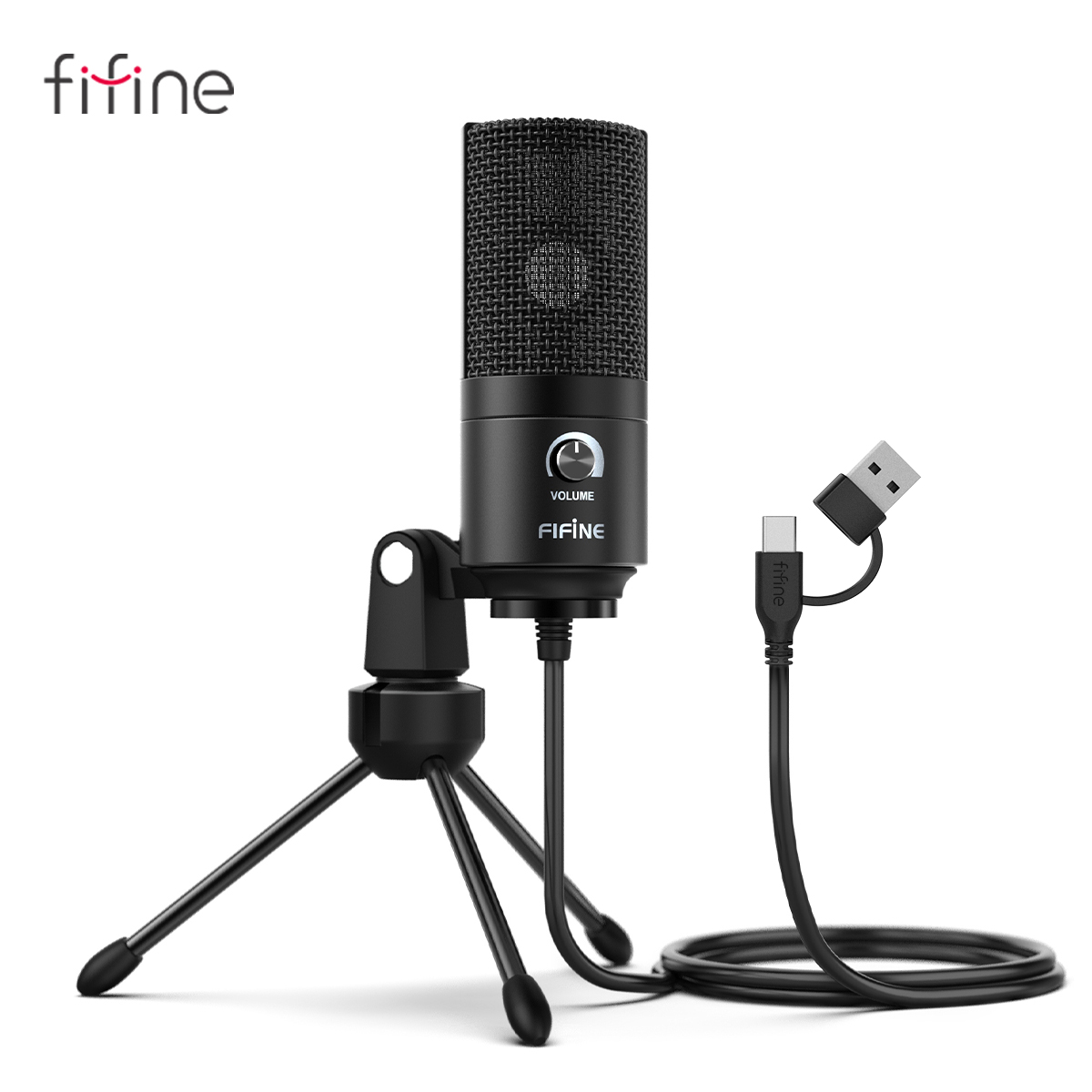 FIFINE USB コンデンサーマイク、ゲインノブ付き、ホームスタジオ、ポッドキャスティング、ボイスオーバー、ラップトップ、Windows 用メタルレコーディングマイク -K669