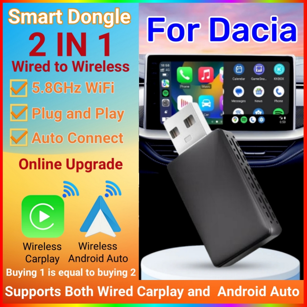 スマートドングル 2in1 ワイヤレス Android 自動アダプタ Carplay ワイヤレスダチアサンデロサンデロステップウェイジョガーローガン MCV