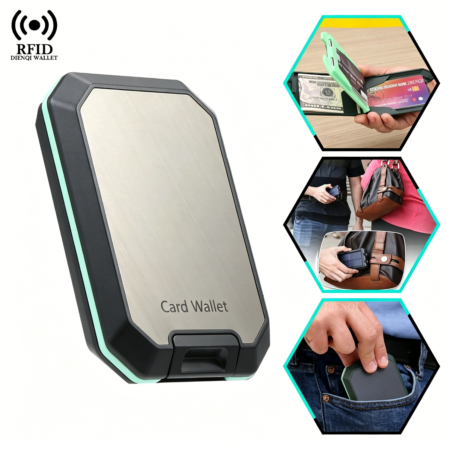 정리용품 Business Card Holders 책상 Kaarthouders 명함케이스 Fashion Card Wallet Case RFID Blocking Money Clips Aluminum Wallet for Men Male