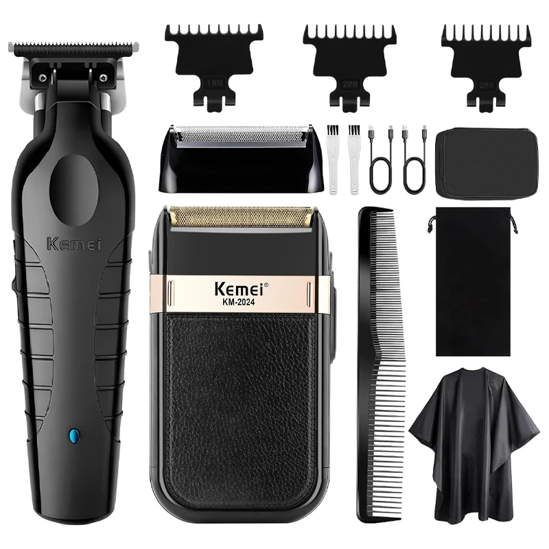 Kemei KM-2299 KM-2024 プロ理容室コードレス電気バリカン USB 充電式ヘアトリマーヘアカット機