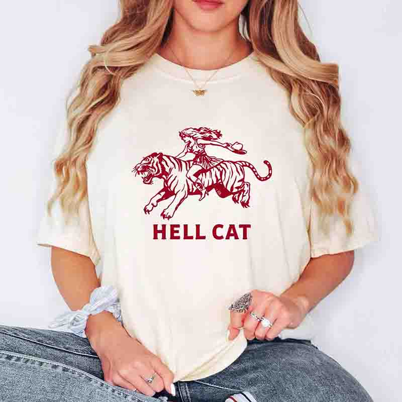 フェミニスト西部地獄猫 Tシャツレトロカウガール乗馬タイガー Tシャツ美的 90 年代カウボーイワイルドスピリッツユニセックス大人 Tシャツ