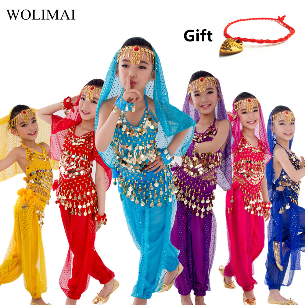 子供のベリーダンス衣装セットオリエンタルダンス女の子ベリーダンスインドベリーダンス服ベリーダンス子供子供インド 6 色