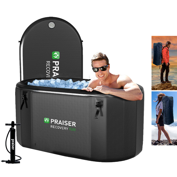 オーバルホームフィットネス 420l 大人用ラウンドバレル Pvc スパ屋外浴槽プランジ冷水療法浴槽ポータブルアイスバス回復ポッド