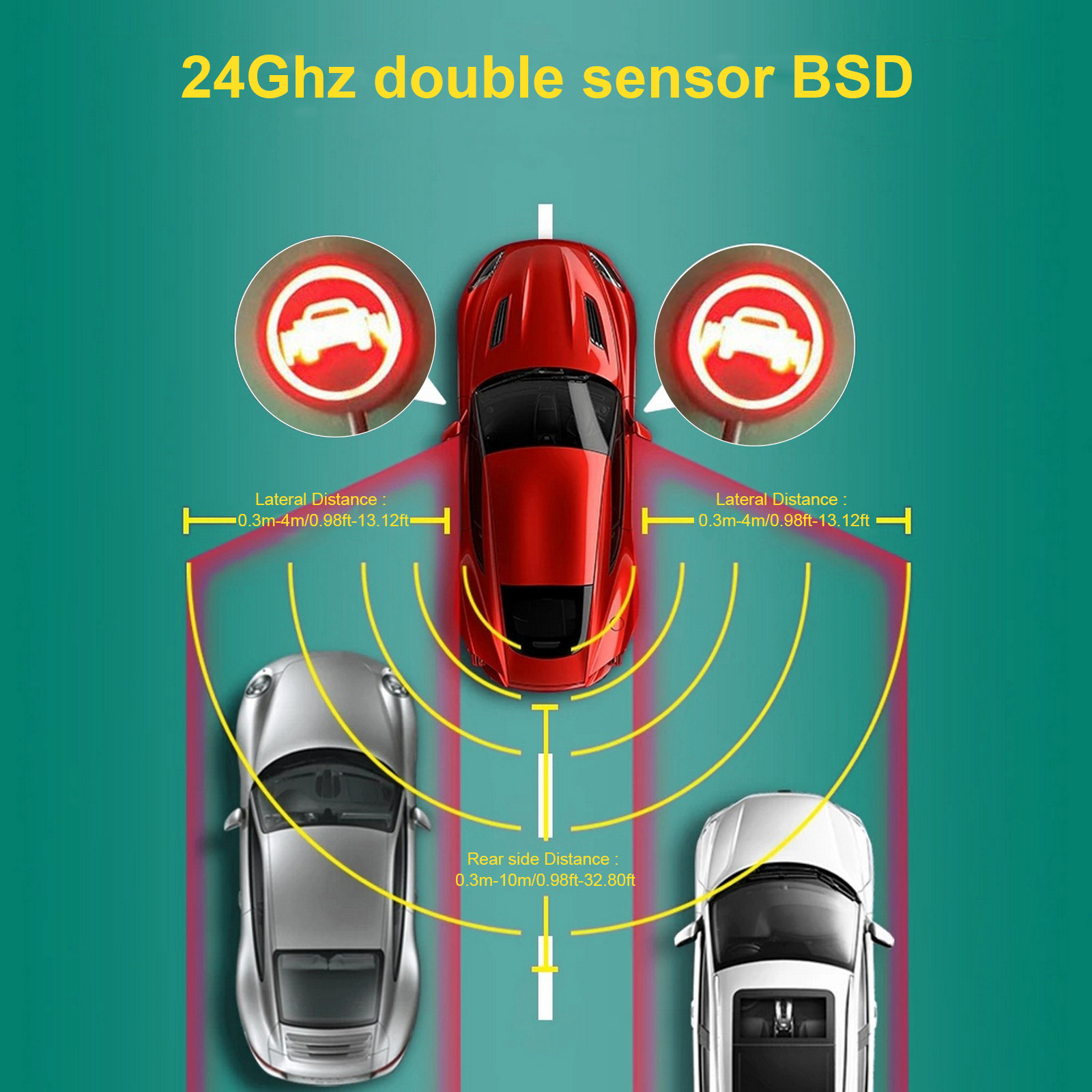 ユニバーサル 24 GHz ミリ波レーダー BSD 死角検出システム車線変更安全 BSM 死角監視アシストドライブ
