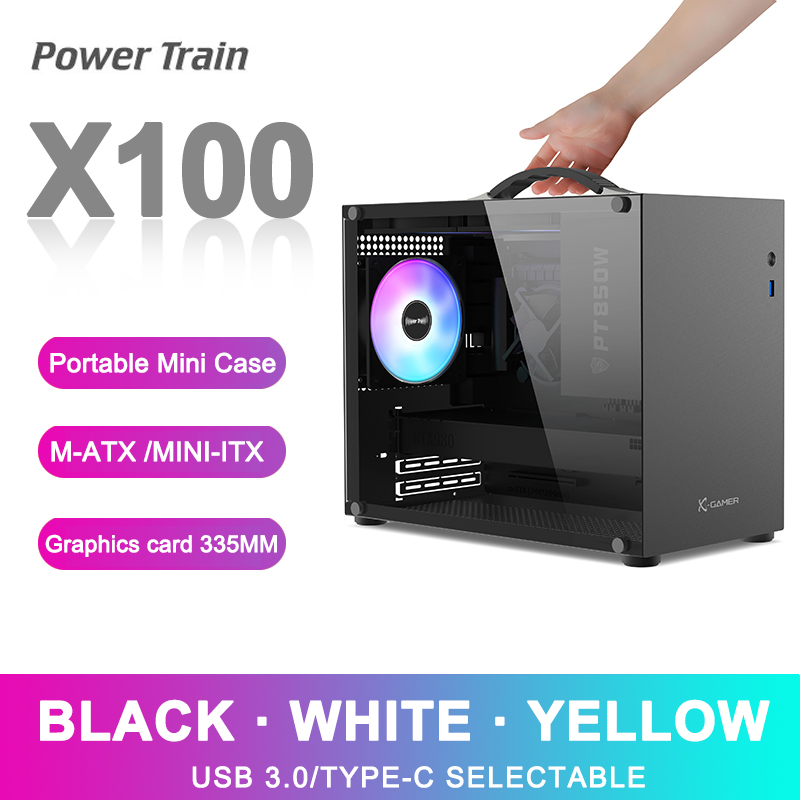 パワートレイン X100 M-ATX ポータブル コンピュータ ケース MINI-ITX ATX マザーボード電源サポート U3 Type-C デスクトップ MINI 小型シャーシ