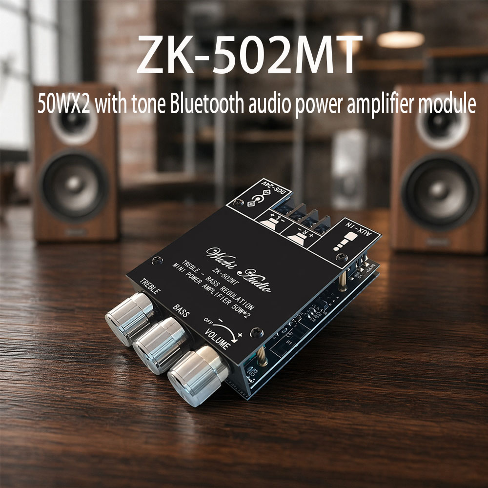 ZK-502MT AUX Bluetooth 5.0 サブウーファーアンプボード 2.0 チャンネル 50W*2 オーディオステレオサウンドアンプボードベースアンプボード