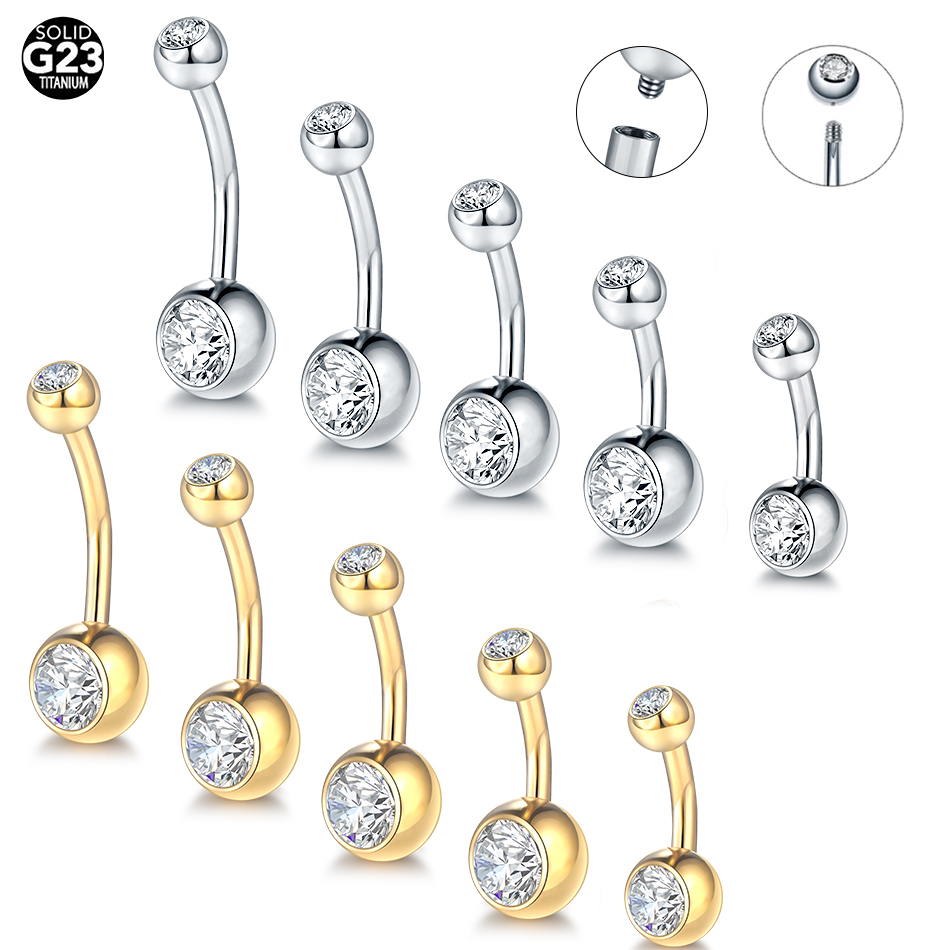 10 ピース/ロット G23 チタンへそリングクリスタルへそバーベルリングへそピアスジュエリーセクシーな女性のためのへそピアス 14 グラム