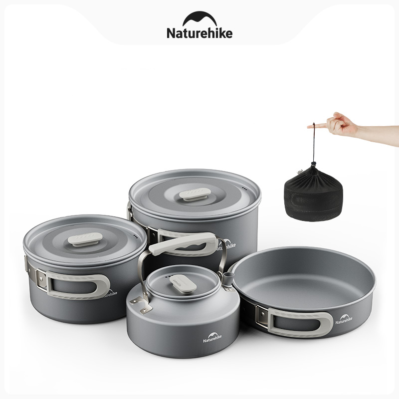 Naturehike キャンプポットセット 4-7 人用アルミ合金調理器具ポットセットポータブル屋外ピクニック食器キャンプ調理器具キット