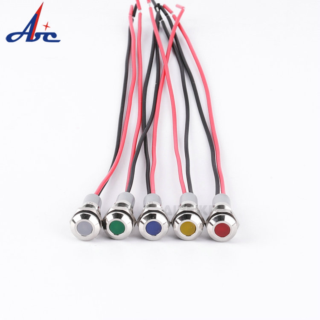 ABILKEEN 20 個 IB8A-FY-D 8 ミリメートルボールヘッド金属インジケータライト DC3-6V/12-24V AC110V AC220V 工業用パイロットランプ 150MM ケーブル付き
