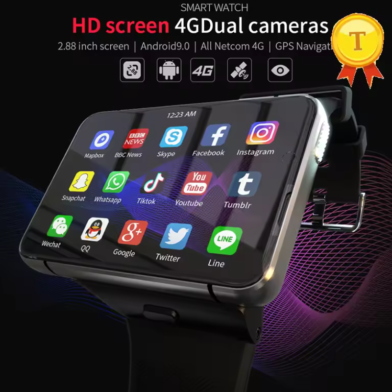 新しい DM100 4 グラムスマートウォッチ 2.86 "HD タッチスクリーン MTK6739 クアッドコア 32 ギガバイト 2700mAh デュアルカメラ GPS Bluetooth 防水スマートウォッチ