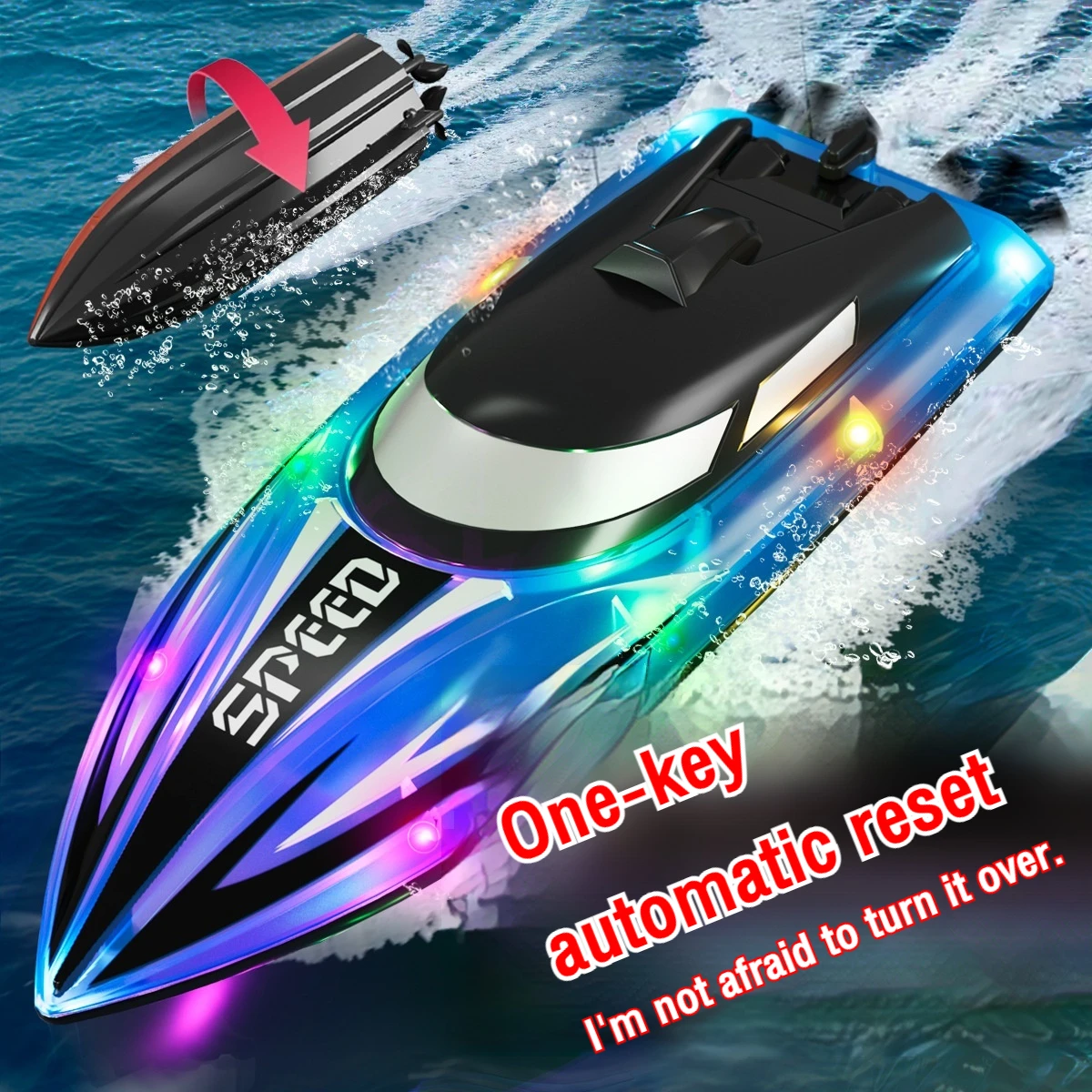 Rc ボートカラフルな Led ライト電気高速おもちゃ防水レーシングリモコンスピードボート競争力のあるおもちゃの男の子子供ギフト