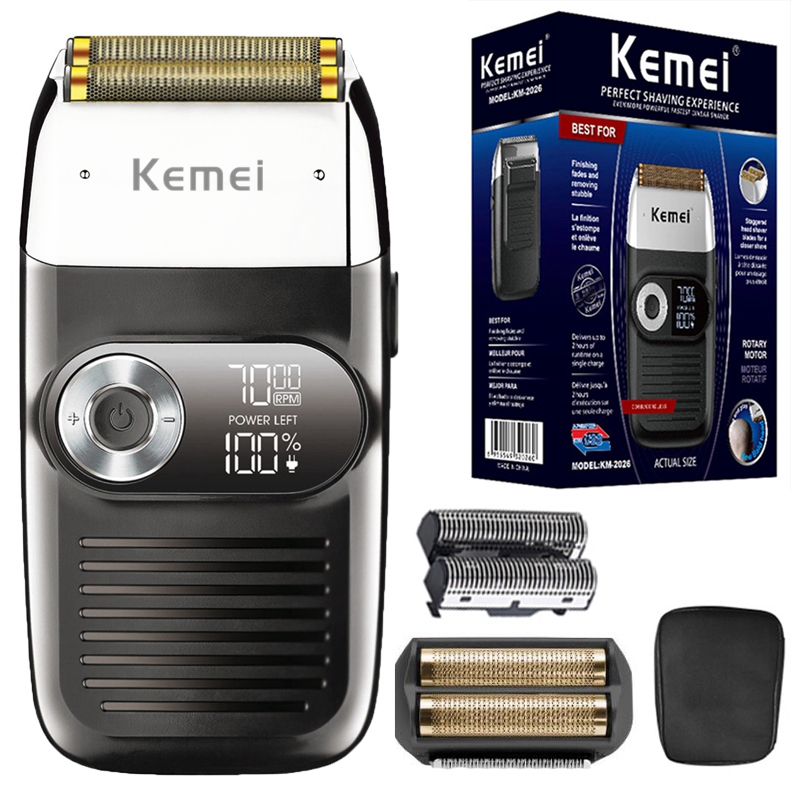 Kemei 2026 充電式ヘアシェーバー男性用電気シェーバーひげ電気かみそりハゲ頭シェービングマシン理髪サロンホーム