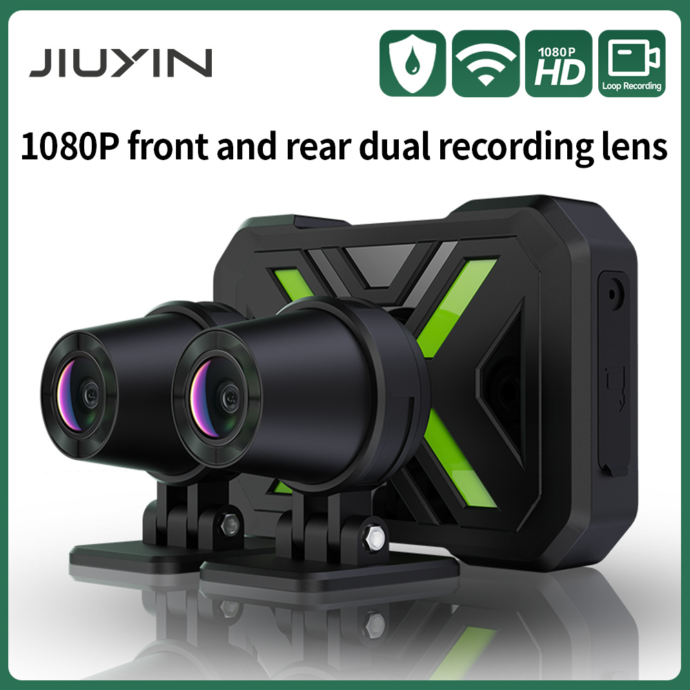JIUYIN デュアル 1080P オートバイ DVR フルボディ防水モトカメラ WiFi ダッシュカムフロントリア運転ビデオレコーダーブラックボックス