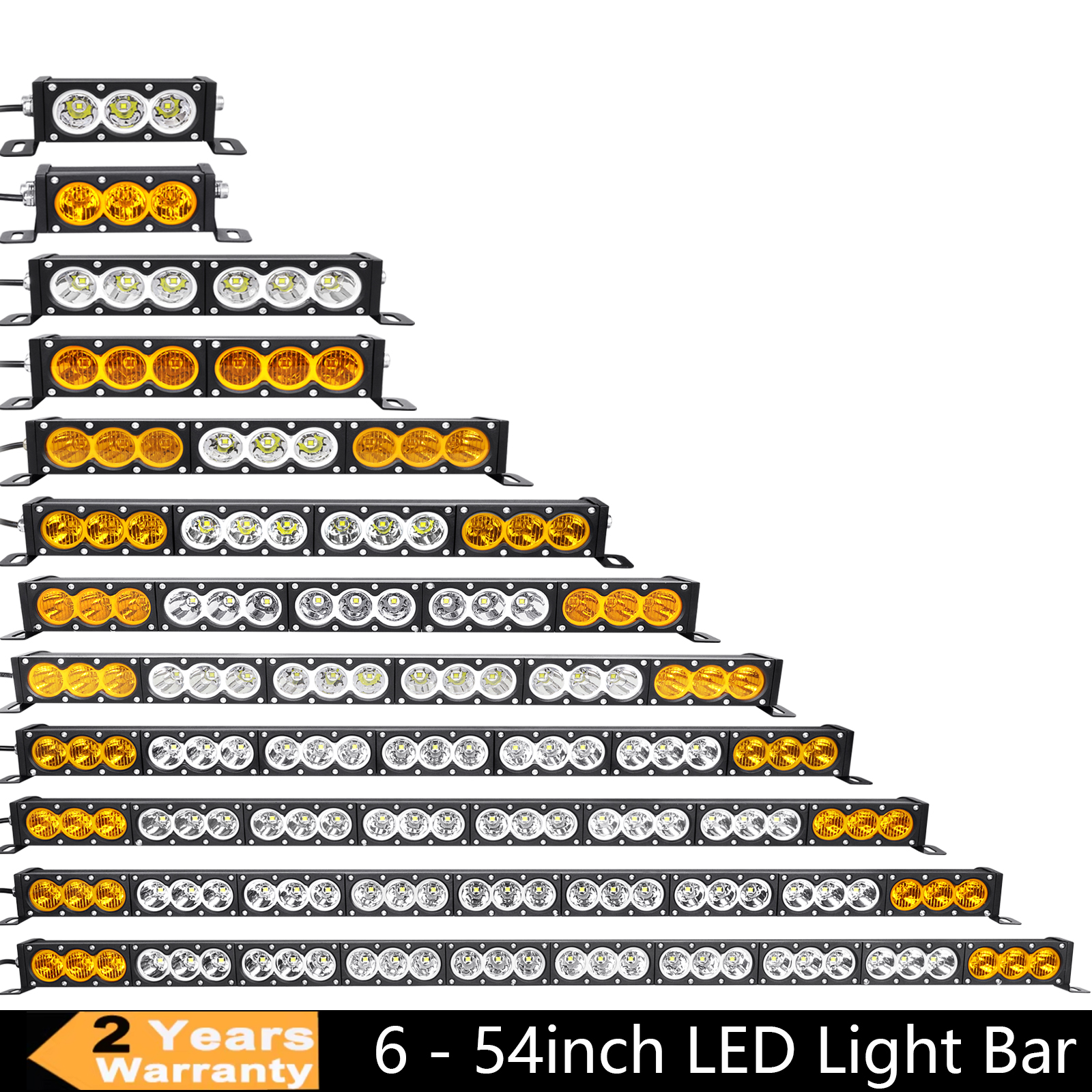 6-54 inch 30-300W LED Bar 4x4 with 12v Wire Harness Kit, LED Light Bar for Offroad Vehicles Trucks ATV, Amber White Fog Light