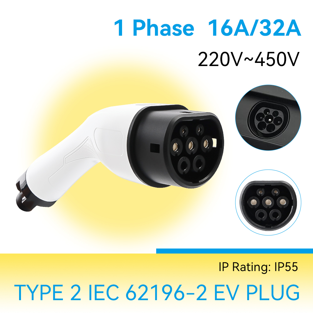 タイプ 2 EVSE メス EV 充電器プラグ IEC 62196 コンバータ 16A 32A 1 相電気自動車車両充電ステーション用