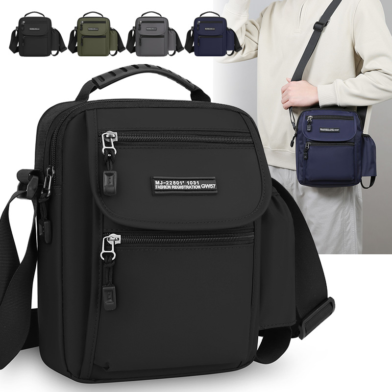 メンズバッグ ハンドバッグ 高品質男性用クロスボディバッグ スタイリッシュなメンズハンドバッグ ショルダーバッグ ボトルポケット付き