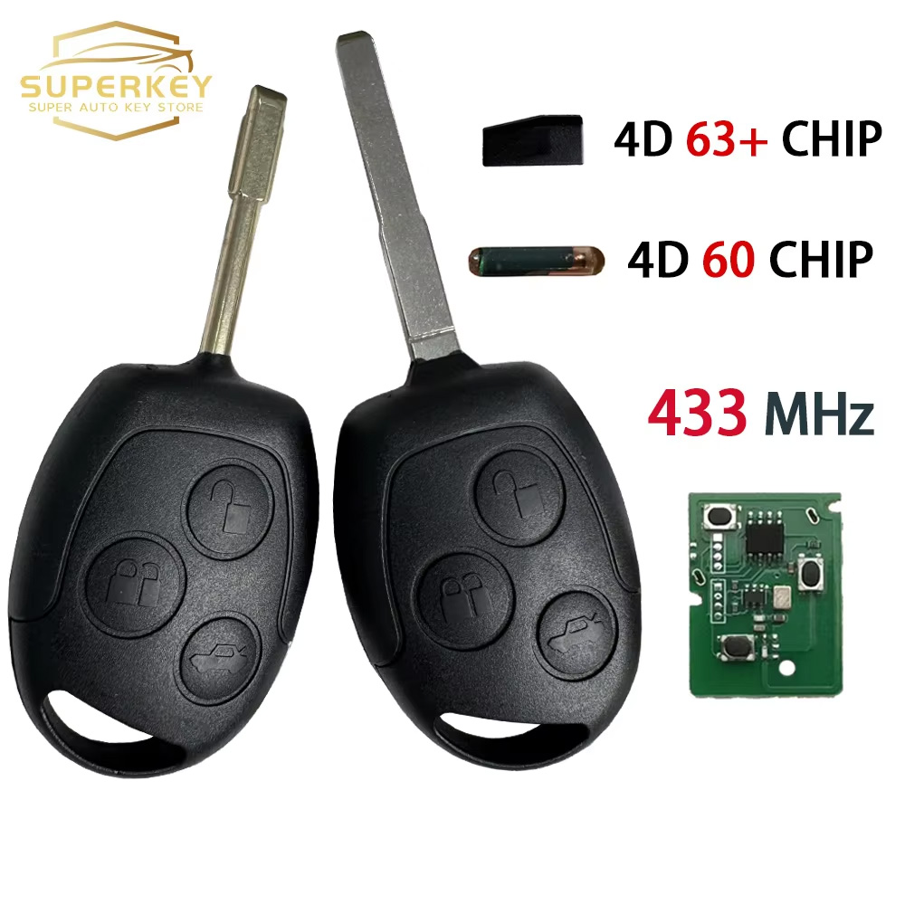 SUPERKEY 4D60 4D63 フォードフォーカスモンデオトランジットコネクト宅配便フィエスタフュージョンギャラクシーモンデオ S-Max C-Max 433Mhz リモート車のキー