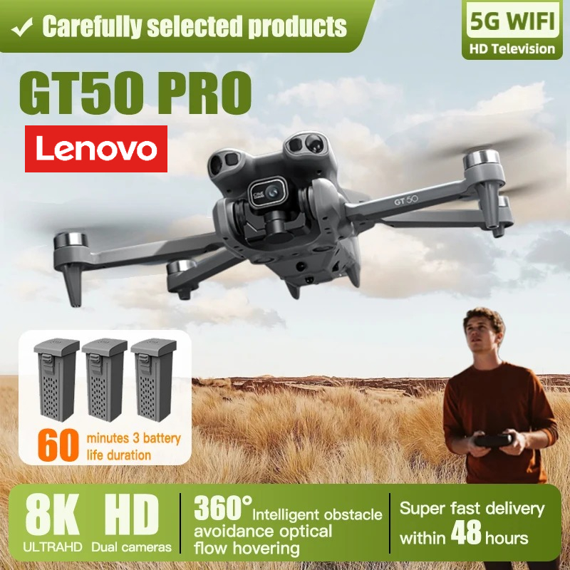 レノボ GT50 ドローン 8K プロフェッショナル HD カメラ 5G WIFI リモコンスクリーン付き RC ブラシレス折りたたみドローン Quadcopter ギフトおもちゃ