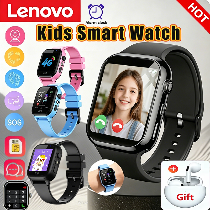 Lenovo Kids GPS Waterproof Smart Watch SOS Location Tracker SimCard Call Child SmartWatch Camera Watch Gift For Ios Android 2027