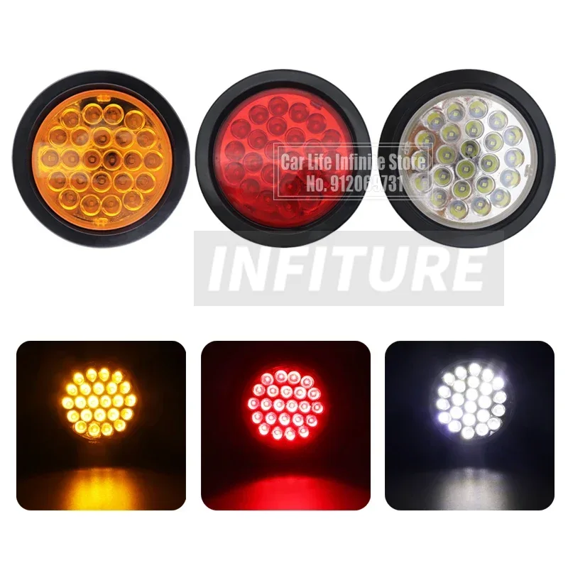 1 個 24V 24 LED 車のリアテールライトブレーキストップマーカーライトインジケータートラックトレーラーラウンドリフレクター信号赤黄白