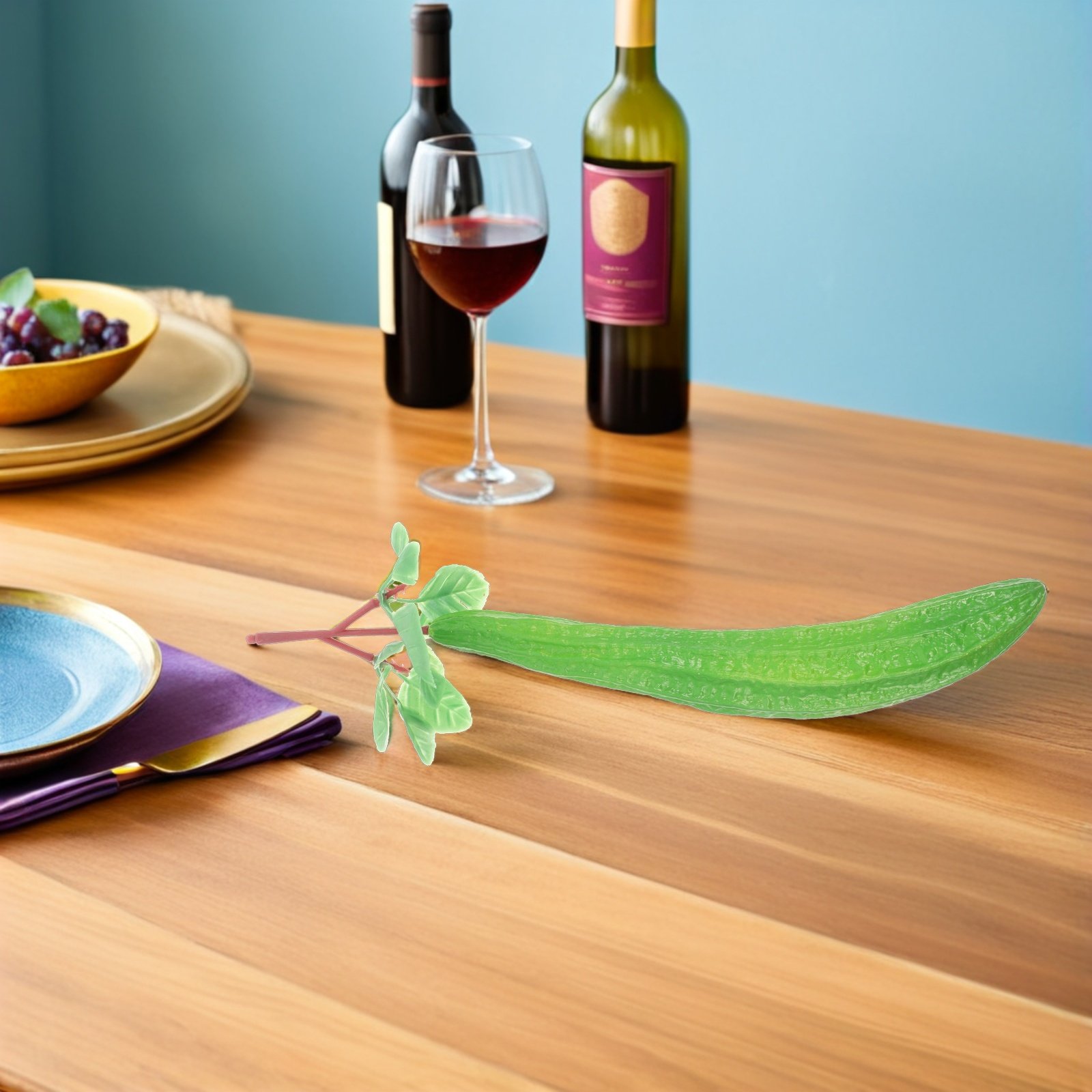 4 個模擬人工キュウリ緑色野菜プラスチック現実的な食品写真小道具教育野菜認識