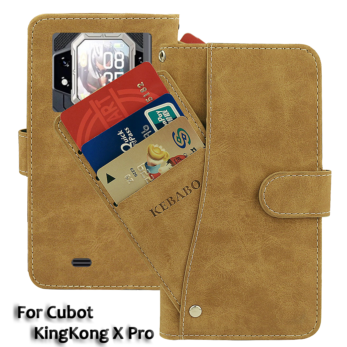 ヴィンテージレザー財布 Cubot KingKong X プロケース 6.72 "フリップ高級カードスロット滑り止めカバー電話保護ケースバッグ