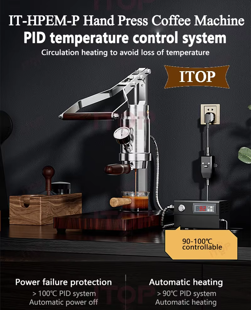 ITOP IT-HPEM-2-P ハンドプレスコーヒーメーカー PID 温度制御付き 9 バー定圧/可変圧力レバーエスプレッソコーヒー新品