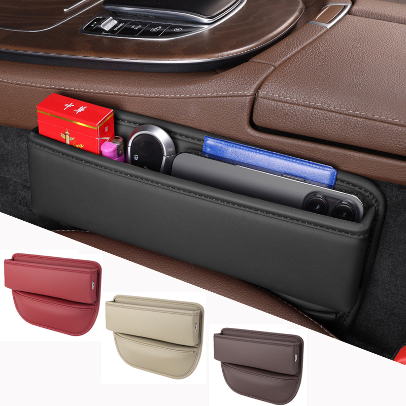 1PC レザーカーオーガナイザーボックスカーシートスリットギャップポケット多機能運転席収納ホルダー自動車インテリアアクセサリー