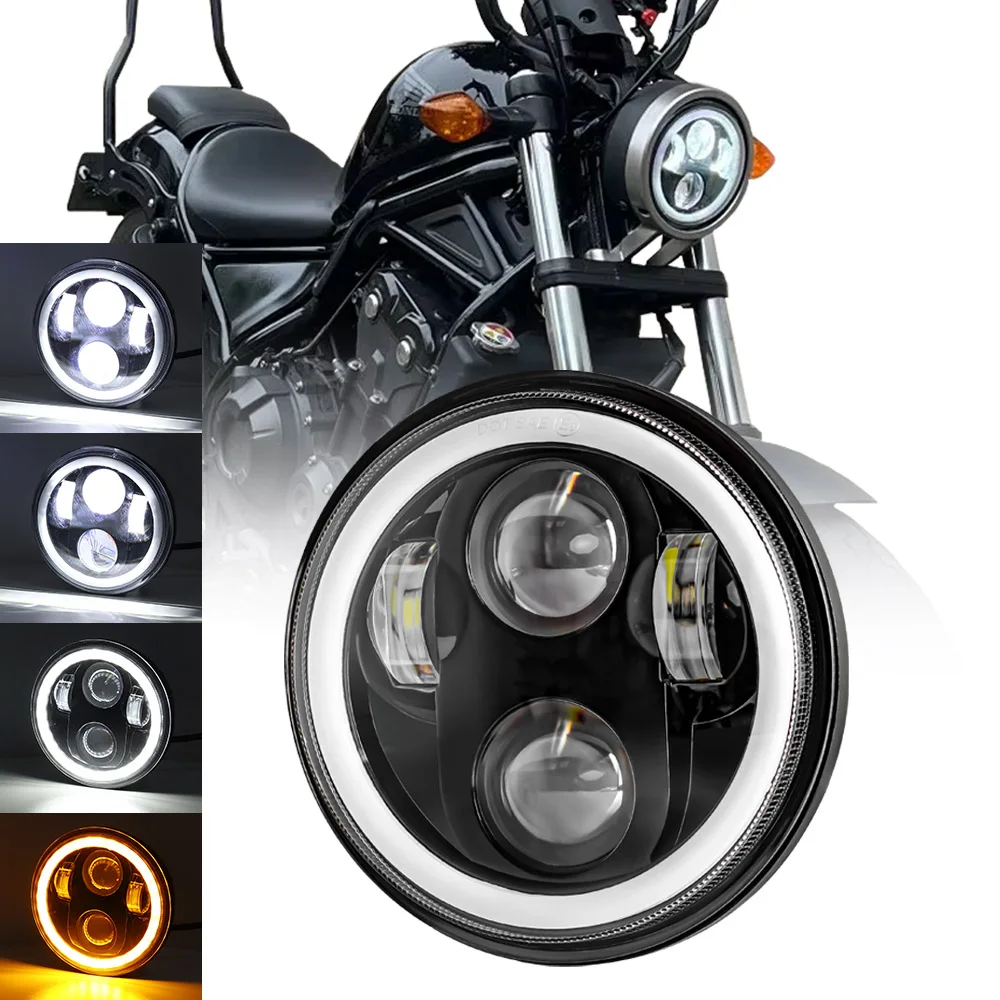 ブラック 5.75 インチ LED ヘッドライト 5 3/4 インチ LED DRL 40W バイクヘッドライト Harley Sportster 883 XL883 FXCW 用