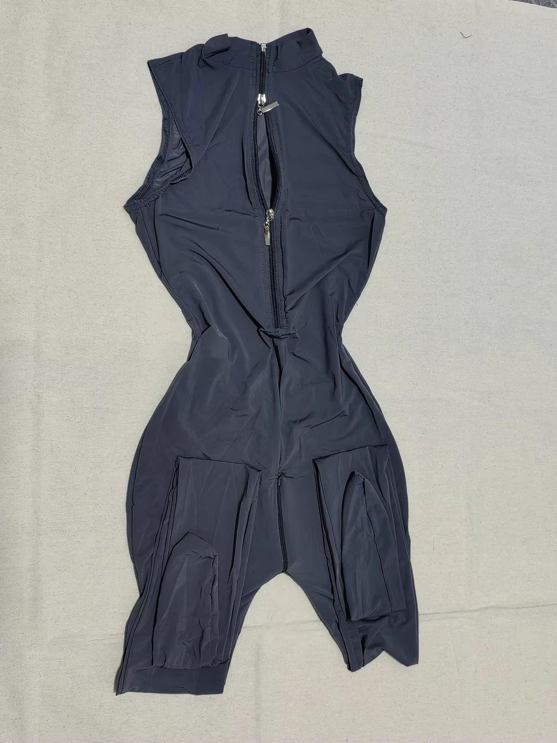 M XL ノースリーブナイロンキャットスーツ Bodystocking フロントジッパー股ボディスーツタイツレオタード結合ボディテディジャンプスーツユニタード