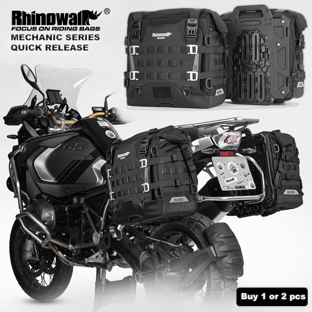 Rhinowalk オートバイサイドバッグクイックリリース 35L 大容量防水盗難防止ロック穴モールサドルバッグまたはエキスパンダー