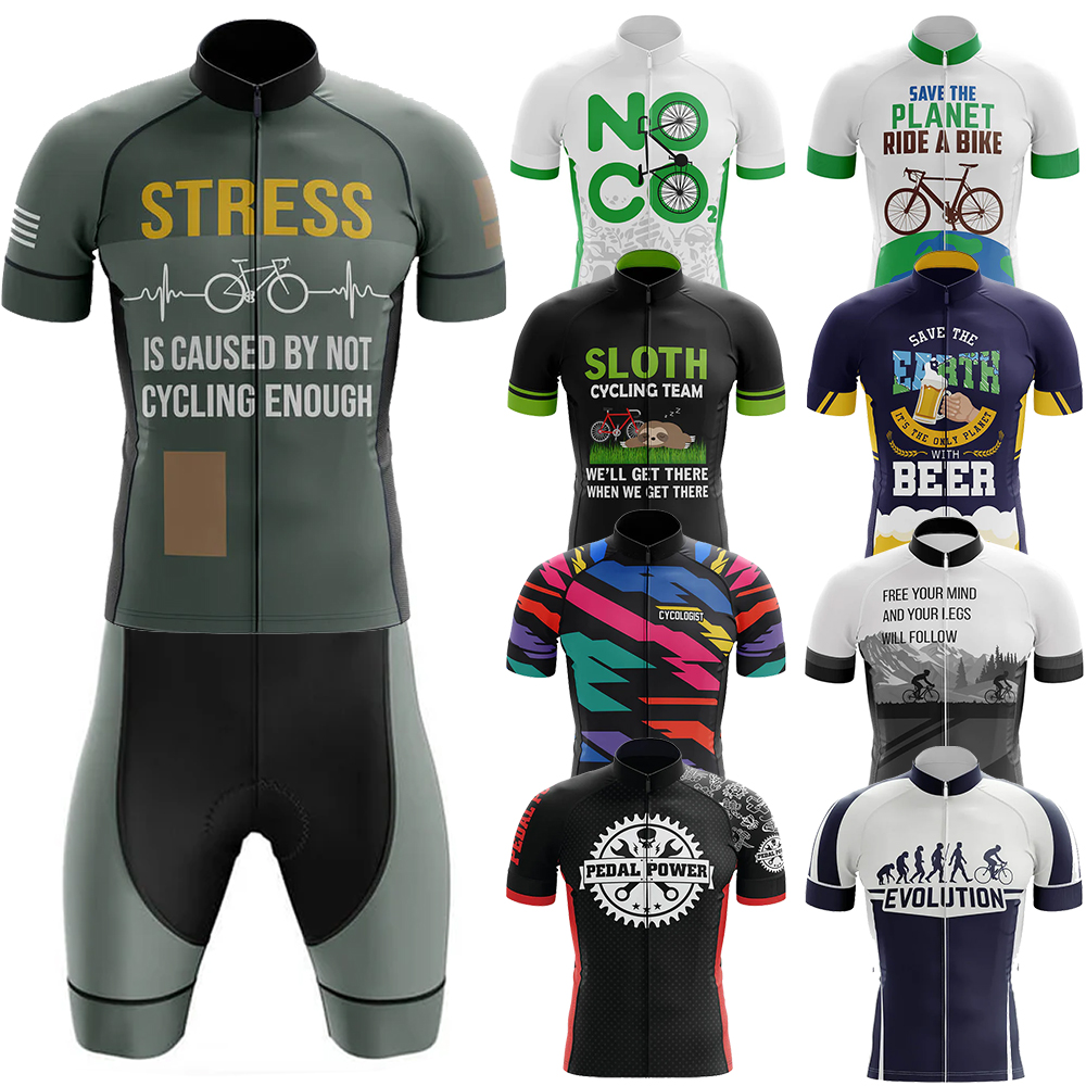 惑星サイクリングジャージ服 Mtb 男性衣料品専門のシャツショーツ男性ジャンパー夏のバイクジャージよだれかけ男性