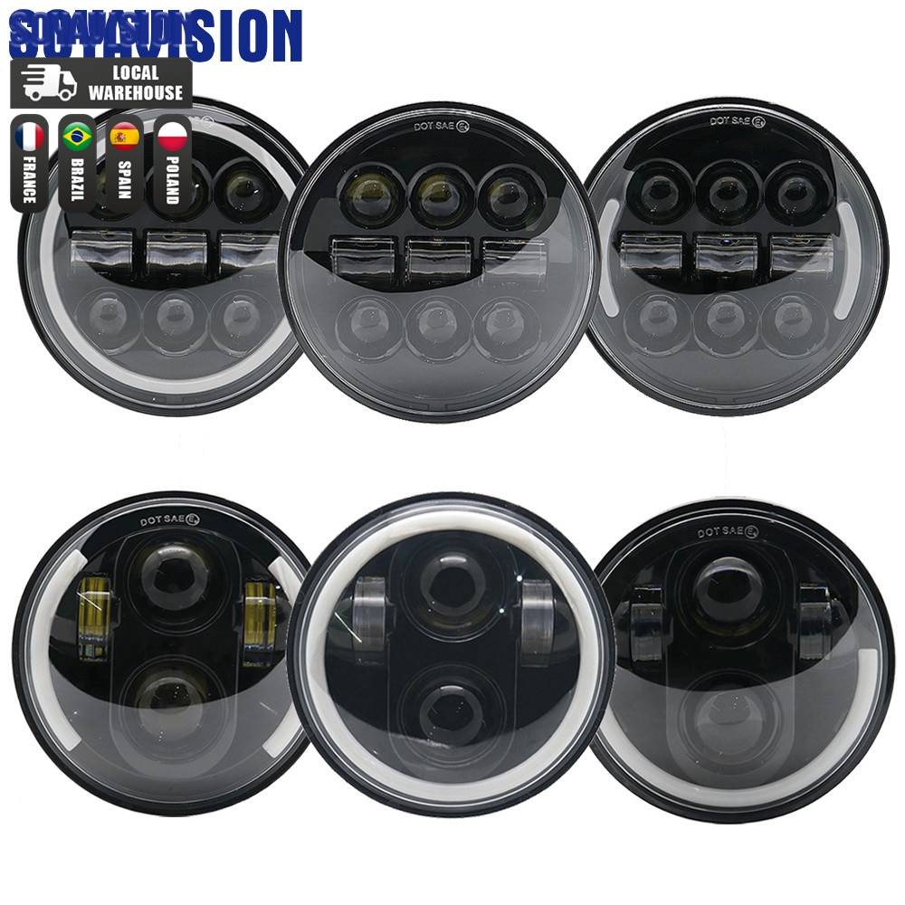 ユニバーサル 5 3/4 インチ 5.75 "Led 車オートバイヘッドライトハーレーインディアンスカウトホンダヤマハ V-スタートライアンフ DRL H4 ヘッドランプ
