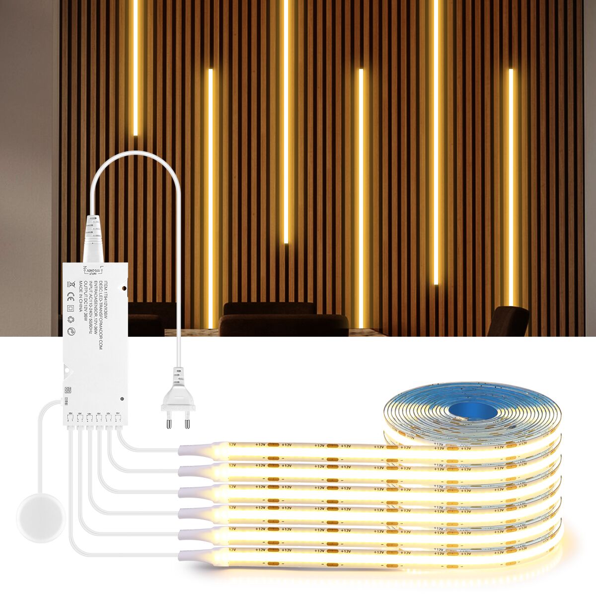 LED 音響ボード装飾 COB ライトストリップタッチ調光可能な壁の背景ランプショー棚キャビネット下の寝室の常夜灯
