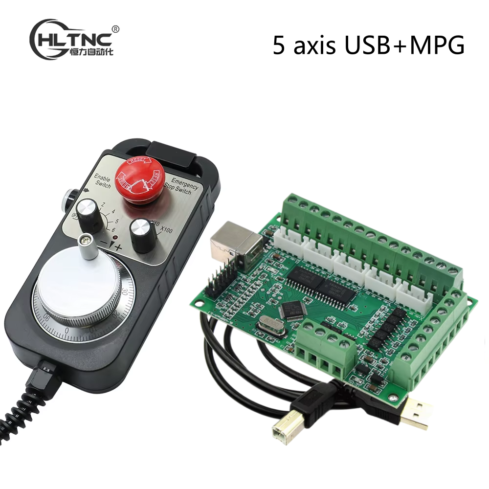 MACH3 USB 5 軸 100KHz USB CNC モーション コントローラ カード ブレークアウト ボード 6 軸高品質工業用 MPG ハンドホイール付き