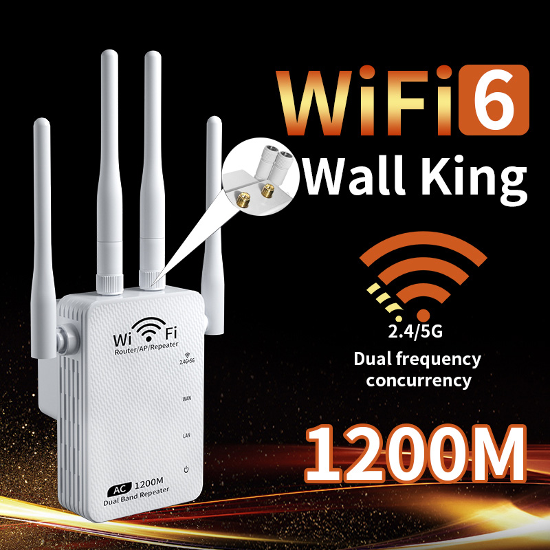 WiFi 信号ブースター アンプ エクステンダーは、WiFi 6 リピーター 3000 平方フィート、5GHz/2.4GHz、高速信号ブースターをサポートします。